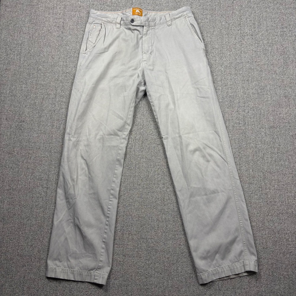 Tommy Bahama Pants Mens 34 Boracay Straight Gray Pima Cotton Chino 34x31